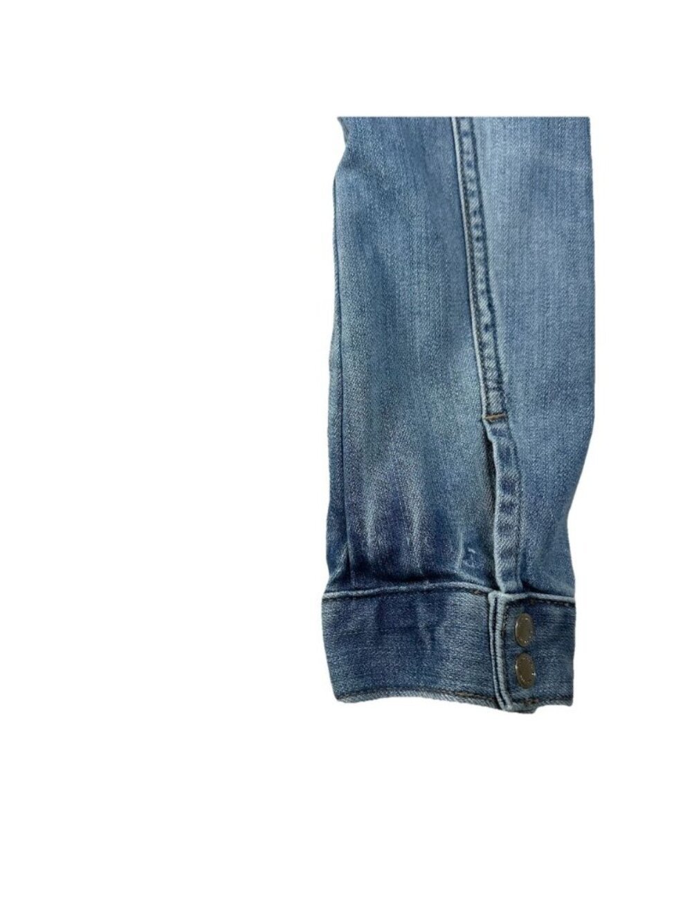 White House Black Market WHBM US Women’s 6 Light Blue Cropped Denim Jean Jacket - Picture 7 of 13